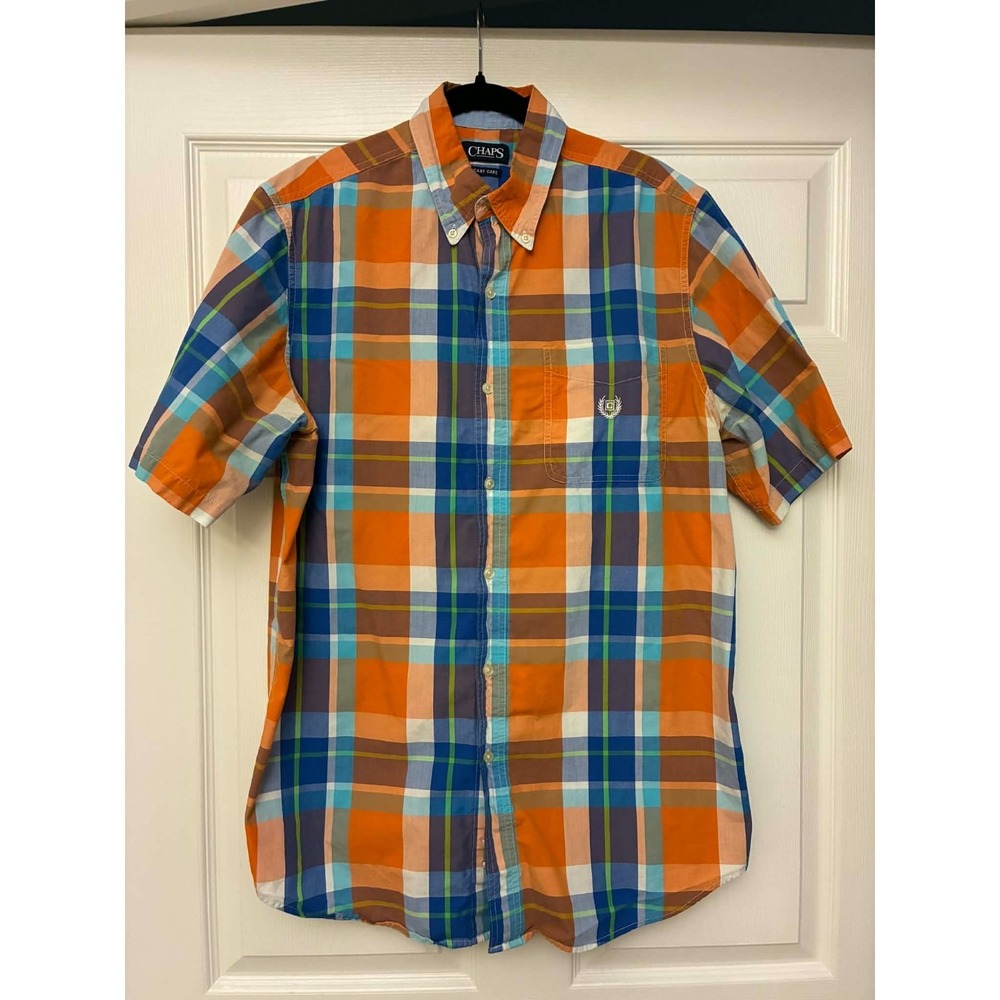 Chaps Easy Care Plaid Short Sleeve Shirt Multicolor Men's LT/GL Cotton Blend